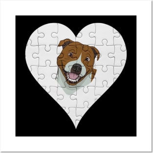 Staffordshire Bull Terrier Heart Jigsaw Pieces Design - Gift for Staffordshire Bull Terrier Lovers Posters and Art